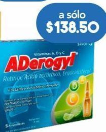 Farmacia San Pablo Aderogyl solución oral en ampolletas de 3ml 5 solución ampolleta vitamina a 3.3 mg oferta