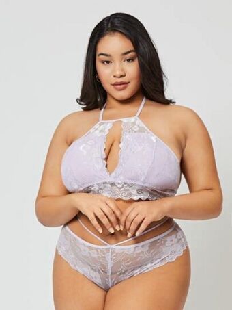 SHEIN Set de lencería con encaje floral halter oferta