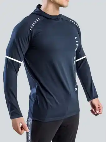 SHEIN Hombres sudadera deportiva con estampado de letra con capucha oferta