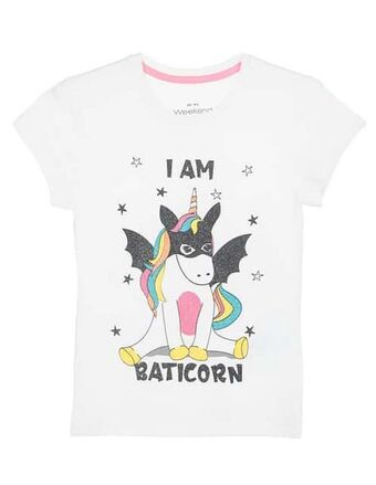 Suburbia Playera weekend estampado gráfico manga corta para niña oferta