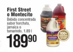 First Street o Montecito Bebida Concentrada Sabor Horchata, Jamaica o Tamarindo 1.89L