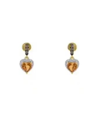 Joyerías Bizzarro Aretes de oro amarillo 14k con 11pts de diamante blanco y cafe con citrina oferta