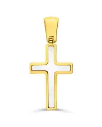 Joyerías Bizzarro Dije cruz de oro amarillo 14k con nacar crpd04 oferta