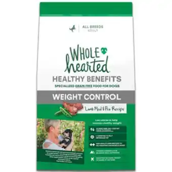 Wholehearted healthy benefits alimento natural para perro adulto control de peso receta cordero y chícharo, 2.2 kg