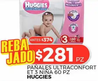 Huggies Pañales Ultraconfort ET 3 Niña 60pz