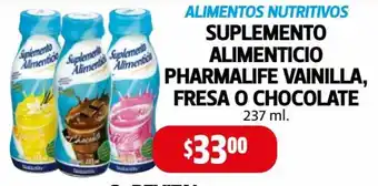 Farmacias Guadalajara Alimentos Nutritivos Suplemento Alimentico Pharmalife Vainilla, Fresa o Chocolate 237ml oferta