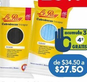 Farmacia San Pablo Le roy cubreboca desechable plisado azul oferta