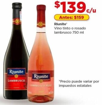 Riunite Vino Tinto o Rosado Lambrusco 750ml