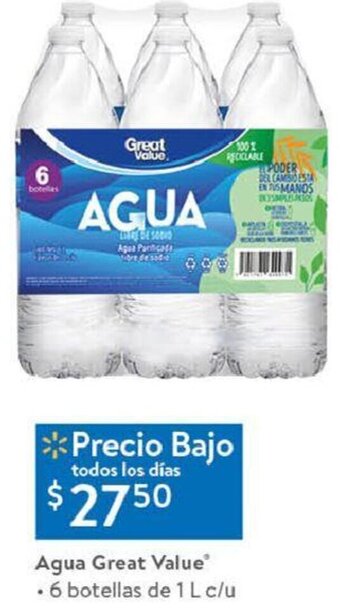 Walmart Agua Great Value 1L oferta