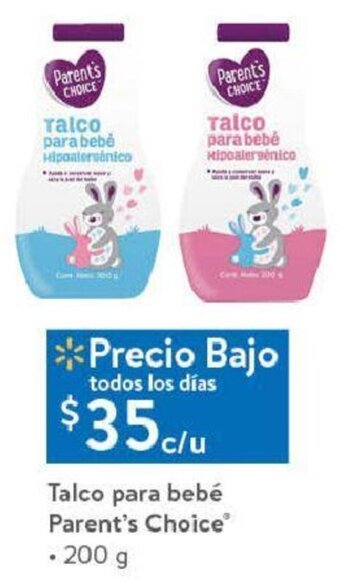 Walmart Talco para Bebé Parent's Choice 200g oferta