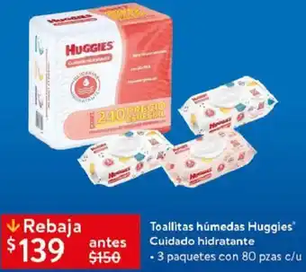 Walmart Toallitas Húmedas Huggies Cuidado Hidratante 80 pzas oferta