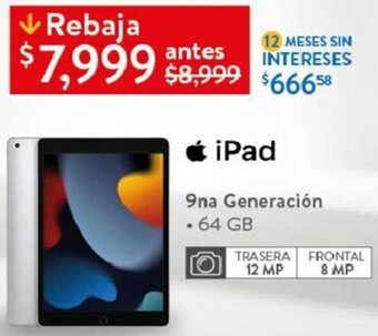 Walmart Ipad 9NA Generación 64GB oferta