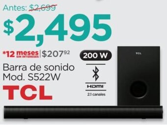 Chedraui TCL Barra de Sonido mod. S522W oferta
