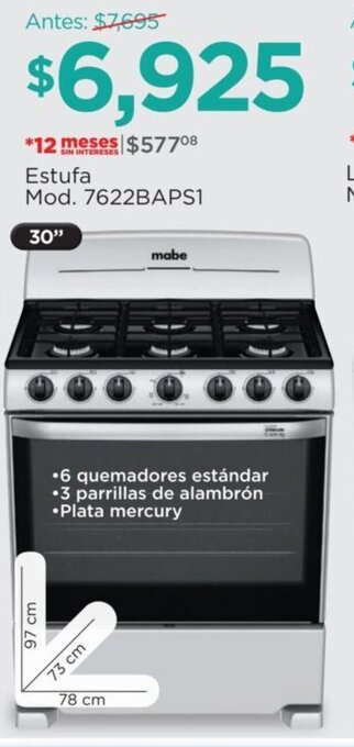 Mabe Estufa mod. 7622BAPS1