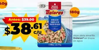 Atún Aleta Amarilla Dolores en Trozos en Agua 180g