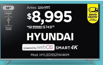 Chedraui Pantalla hyundai 55'' 4k hyled5521w4km oferta