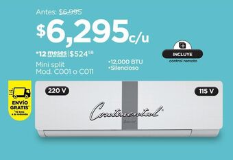 Chedraui Minisplit continental c001 12000b 220v oferta