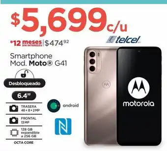 Chedraui Telcel moto g41 128gb negro oferta
