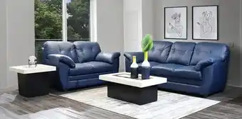 Muebles Dico Sala de piel derby confort azul oferta