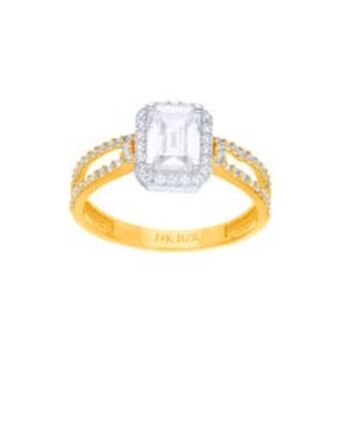 Joyerías Bizzarro Solitario de oro blanco y amarillo 14k con zirconias oferta