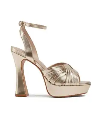 Sandalias doradas con tacón alto ancho y plataforma bidish mujer