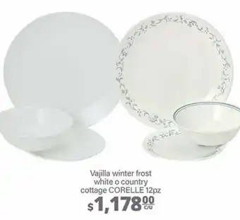La Comer Vajilla winter frost white o country cottage corelle 12pz oferta