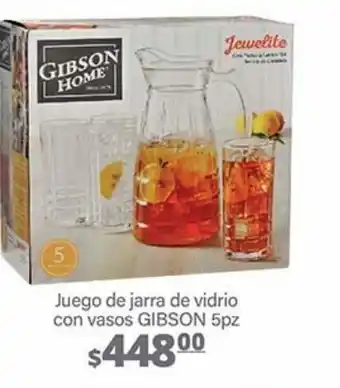 Juego de jarra de vidrio con vasos gibson 5pz