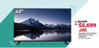 Office Depot Jvc pantalla smart roku fhd marco ultra delgado oferta