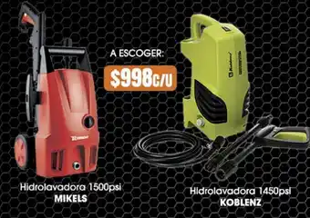 Fresko Hidrolavadora 1500psi mikels ó hidrolavadora 1450psi koblenz oferta
