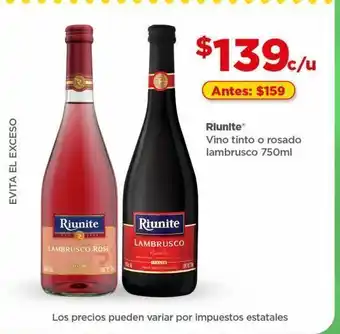 Bodega Aurrerá Vino tinto o rosado riunite 750ml oferta