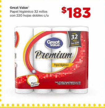 Bodega Aurrerá Papel higiénico great value 32 rollos oferta