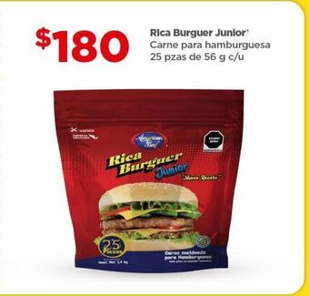 Bodega Aurrerá Carne para hamburguesa rica burguer junior 25pzas 56g oferta