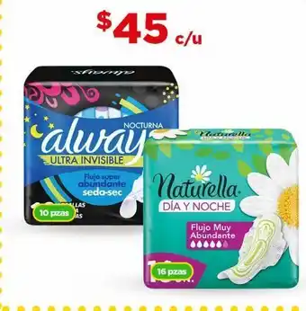 Bodega Aurrerá Toallas femeninas naturella 16pzas oferta