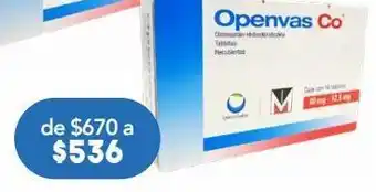 Farmacia San Pablo Openvas co 14 tabletas caja olmesartán medoxomilo 40 mg hidroclorotiazida 12.5 mg oferta
