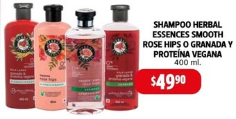 Farmacias Guadalajara Shampoo Herbal Essences Smooth Rose Hips o Granada Y Proteína Vegana 400ml oferta