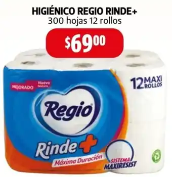 Farmacias Guadalajara Higiénico Regio Rinde+ 300 Hojas 12 Rollos oferta