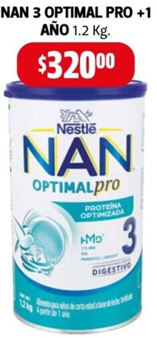 Farmacias Guadalajara Nan 3 Optimal Pro + 1 Año 1,2kg oferta