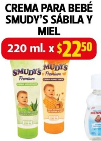 Farmacias Guadalajara Crema para Bebé Smudy's Sábila y Miel 220ml oferta