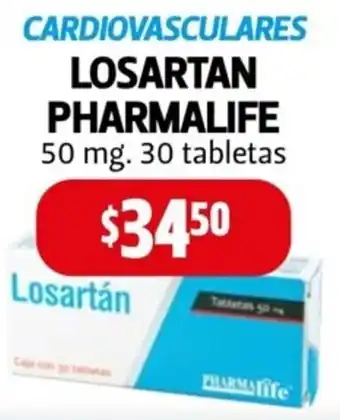 Farmacias Guadalajara Losartan Pharmalife 50mg 30 Tabletas oferta