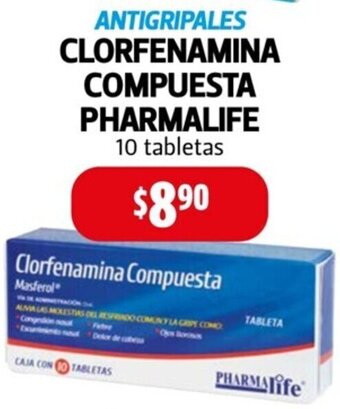 Farmacias Guadalajara Clorfenamina Compuesta Pharmalife 10 Tabletas oferta