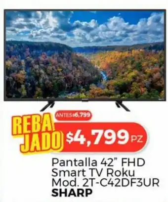 HEB Pantalla 42" FHD Smart TV Roku Mod. 2T-C42DF3UR SHARP oferta