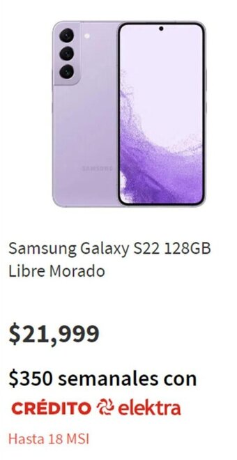 Elektra Samsung Galaxy S22 128GB Libre Morado oferta