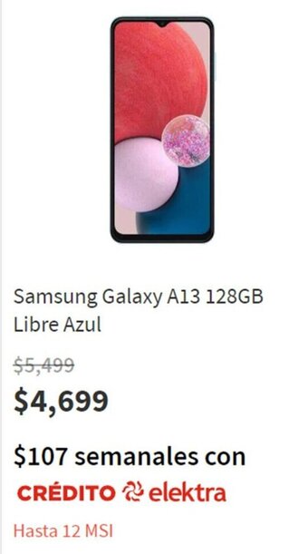 Elektra Samsung Galaxy A13 128GB Libre Azul oferta