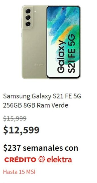 Elektra Samsung Galaxy S21 FE 5G 256GB 8GB RAM Verde oferta