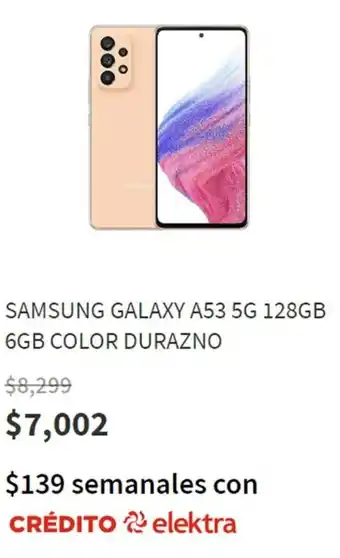 Elektra Samsung Galaxy A53 5G 128GB 6GB Color Durazno oferta