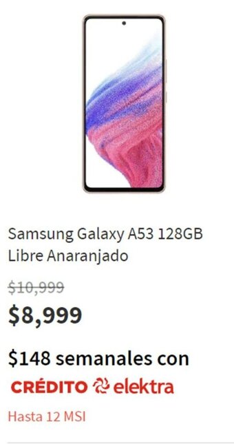 Elektra Samsung Galaxy A53 128GB Libre Anaranjado oferta