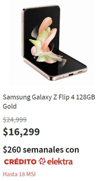 Elektra Samsung Galaxy Z Flip 4 128GB Gold oferta