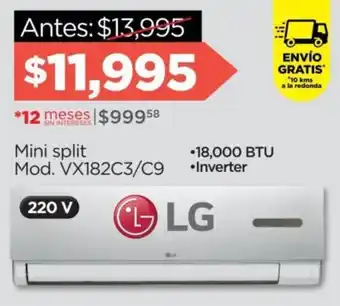 Chedraui LG Mini Split 220V Mod. VX182C3/C9 oferta