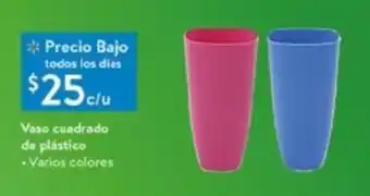 Walmart Vaso Cuadrado de Plástico • varios colores oferta