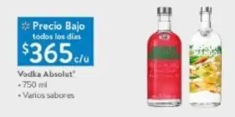Walmart Vodka Absolut • 750ml • varios sabores oferta